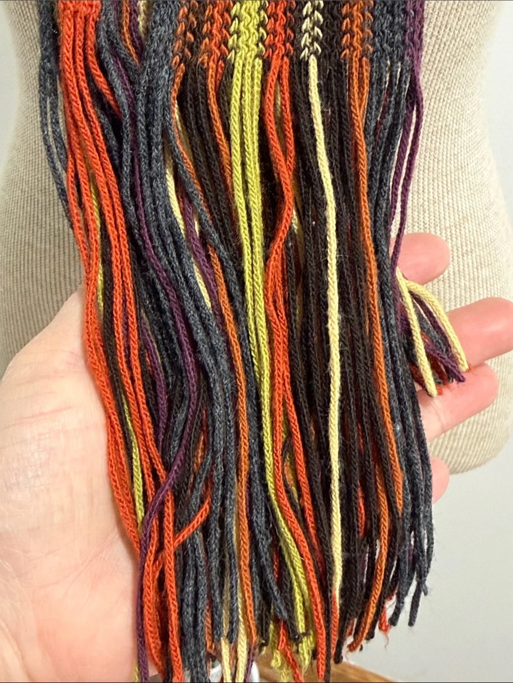 Knit Multicolor Scarf with Fringe Earth Tones Fall Winter Unisex
